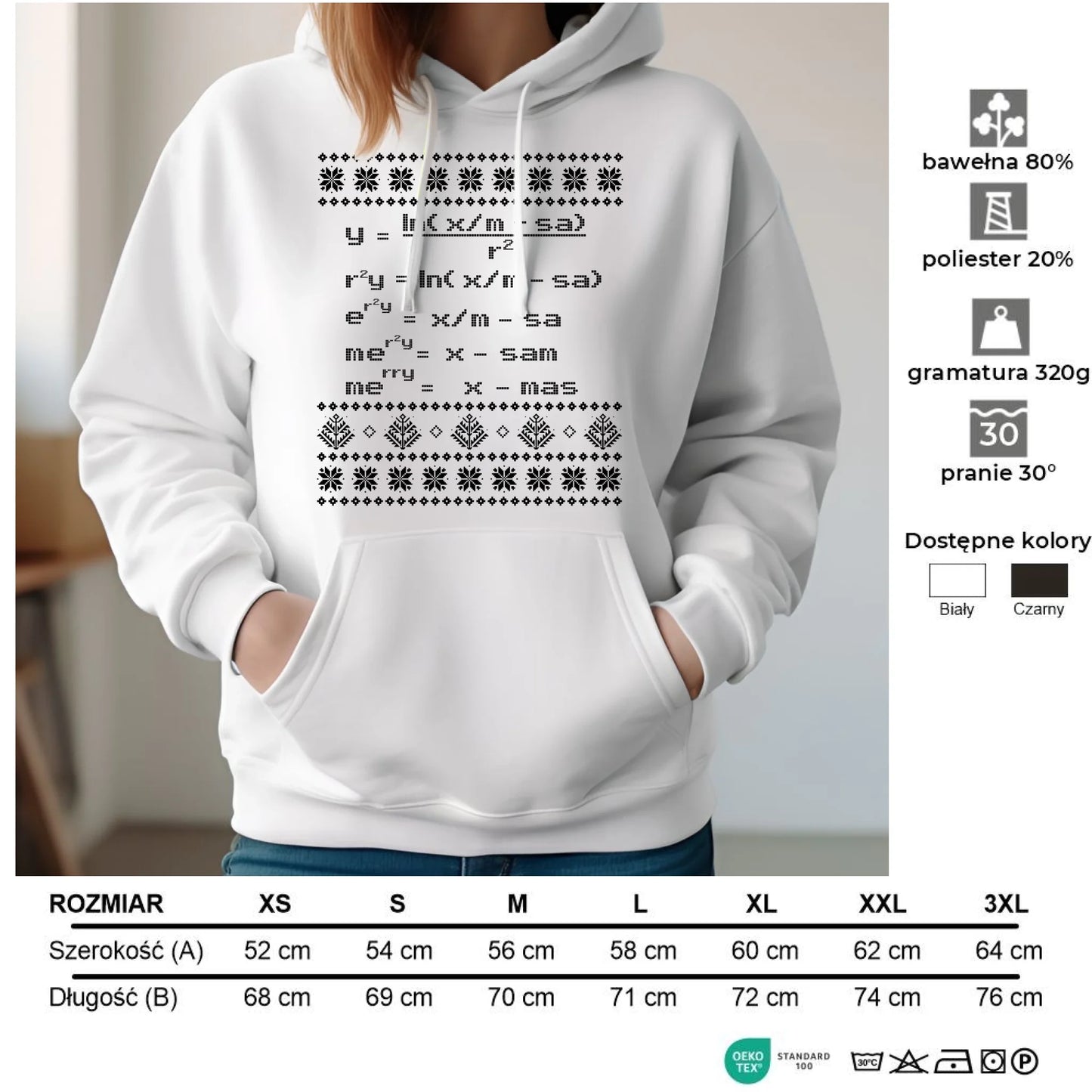 Bluza damska z kapturem świąteczna - Zadanie matematyczne BN108 - StoryCups.pl