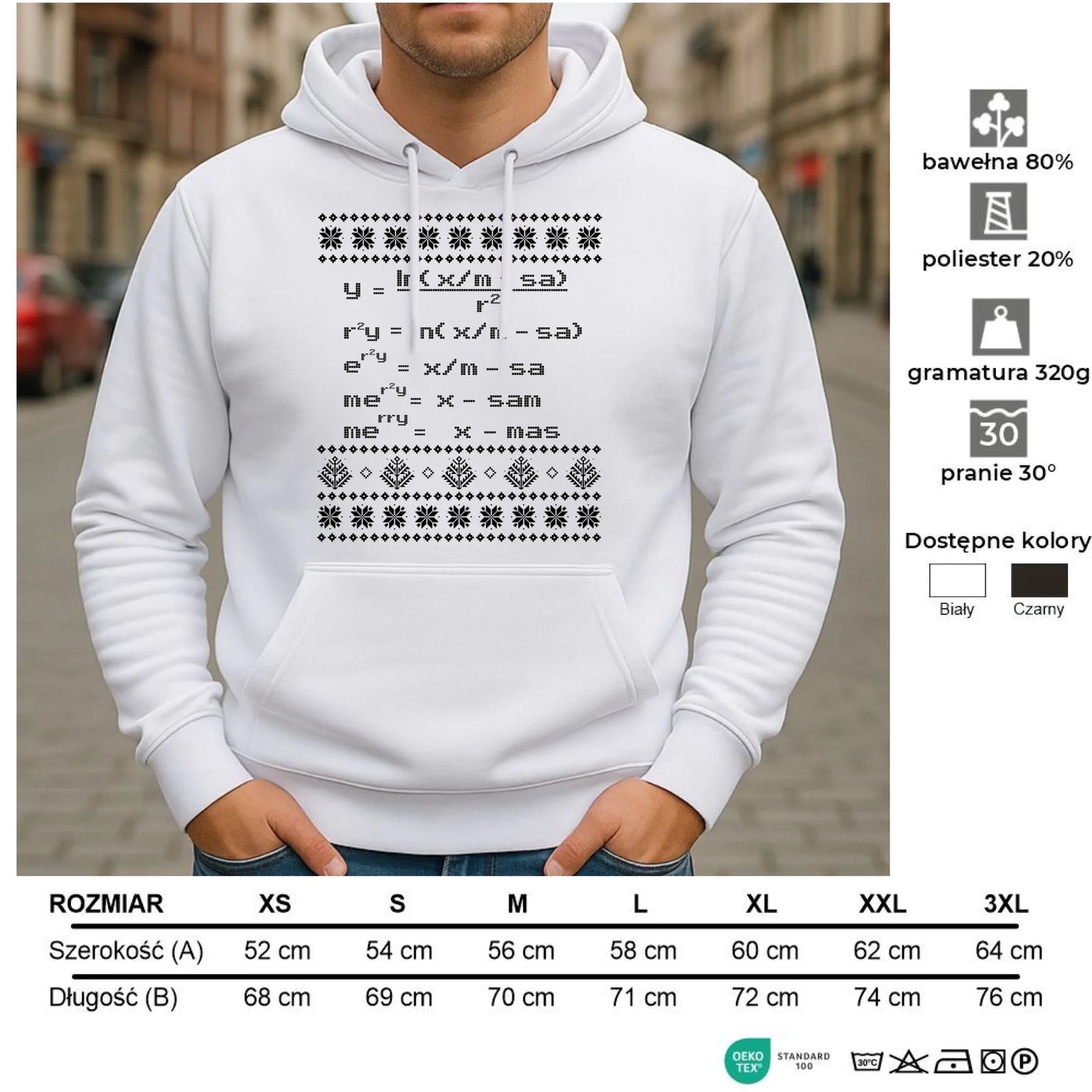 Bluza męska z kapturem świąteczna - Zadanie matematyczne BN108 - StoryCups.pl