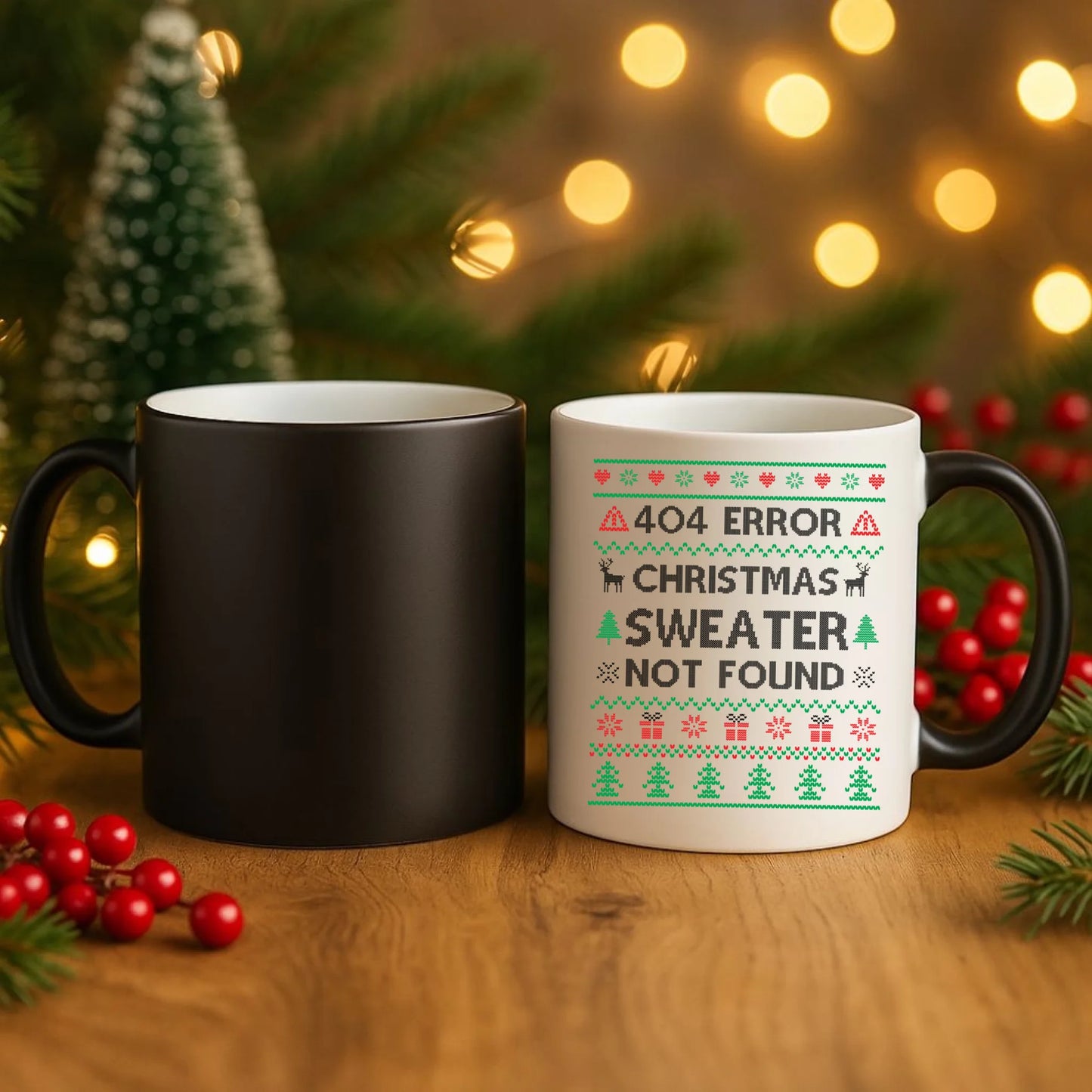 Kubek magiczny świąteczny - Error 404 Christmas sweater not found BN107 - StoryCups.pl