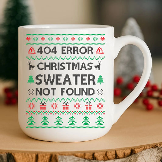 Kubek elegant świąteczny - Error 404 Christmas sweater not found BN107 - StoryCups.pl