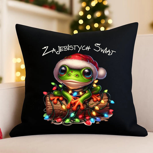 Poduszka dekoracyjna świąteczna - Żaba - Żajebistych Świąt BN106 - StoryCups.pl