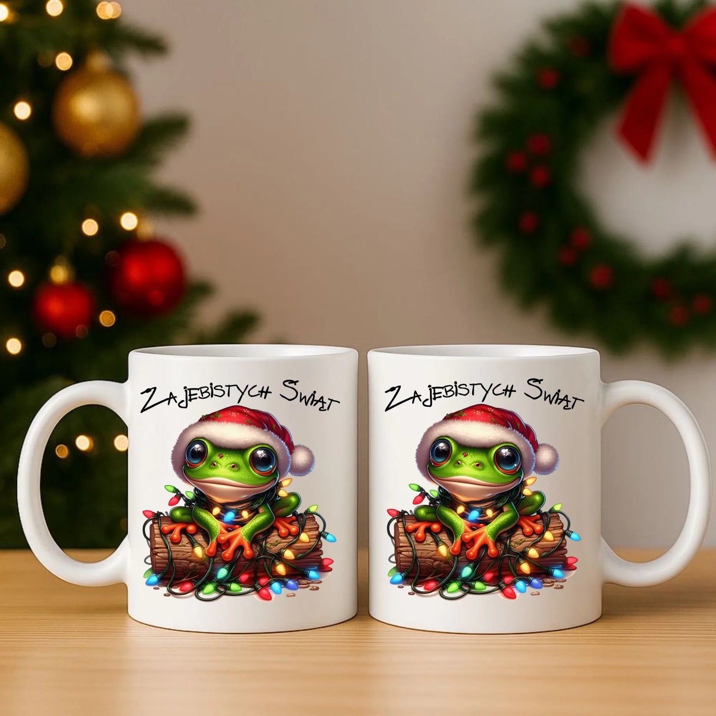 Zestaw poduszka i kubek świąteczny - Żaba - Żajebistych Świąt BN106 - StoryCups.pl
