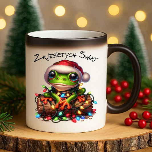 Kubek magiczny świąteczny - Żaba - Żajebistych Świąt BN106 - StoryCups.pl