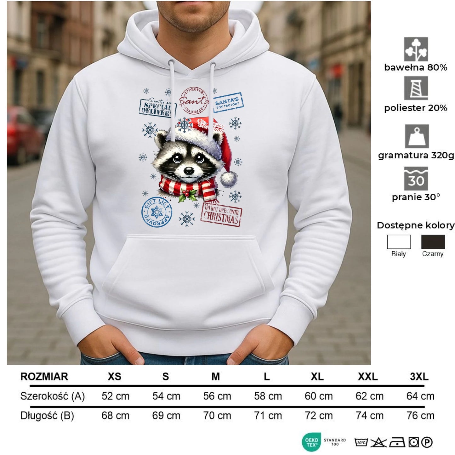 Bluza męska z kapturem świąteczna - Szop - Przesyłka od Mikołaja BN104 - StoryCups.pl