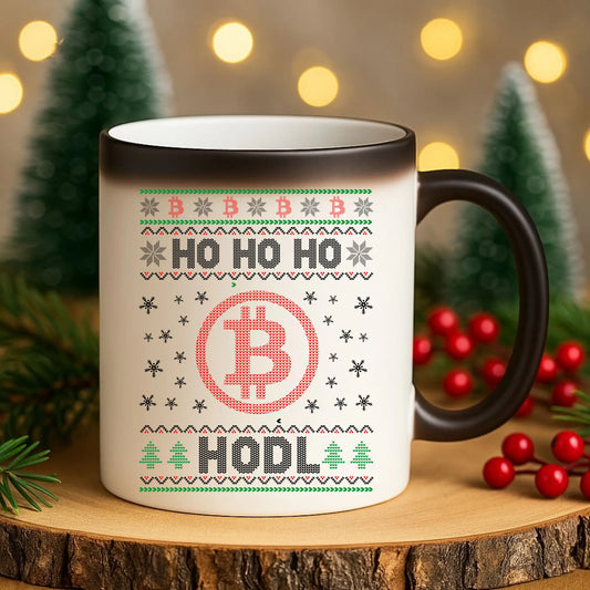 Kubek magiczny świąteczny - Bitcoin - Ho Ho hodl BN103 - StoryCups.pl
