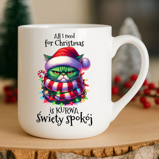 Kubek elegant świąteczny - All I need for Christmas is ku*wa święty spokój - bez cenzury BN101 - StoryCups.pl