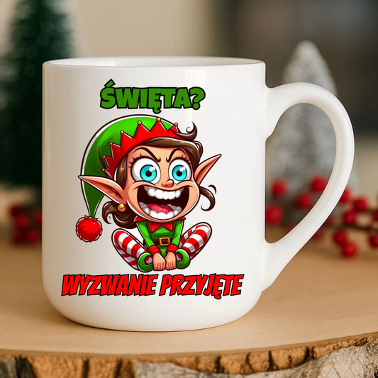 Kubek elegant świąteczny - Skrzat Wyzwanie przyjęte BN100