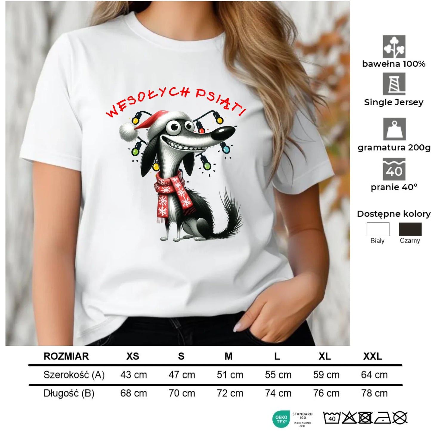 Koszulka damska świąteczna - Pies Wesołych psiąt BN140