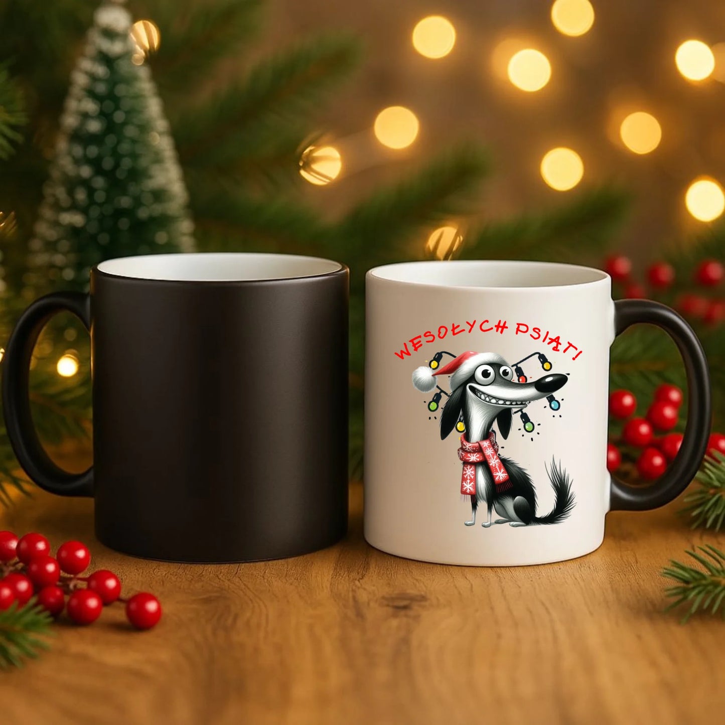 Kubek magiczny świąteczny - Pies Wesołych psiąt BN140