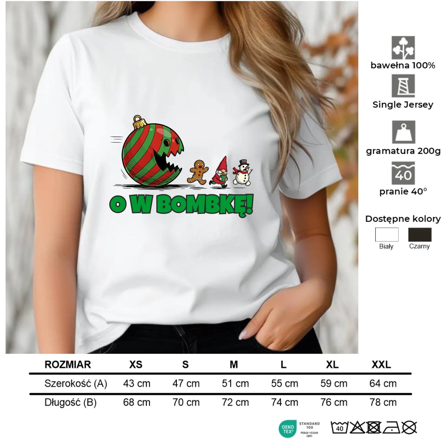 Koszulka damska świąteczna - O w bombkę BN142