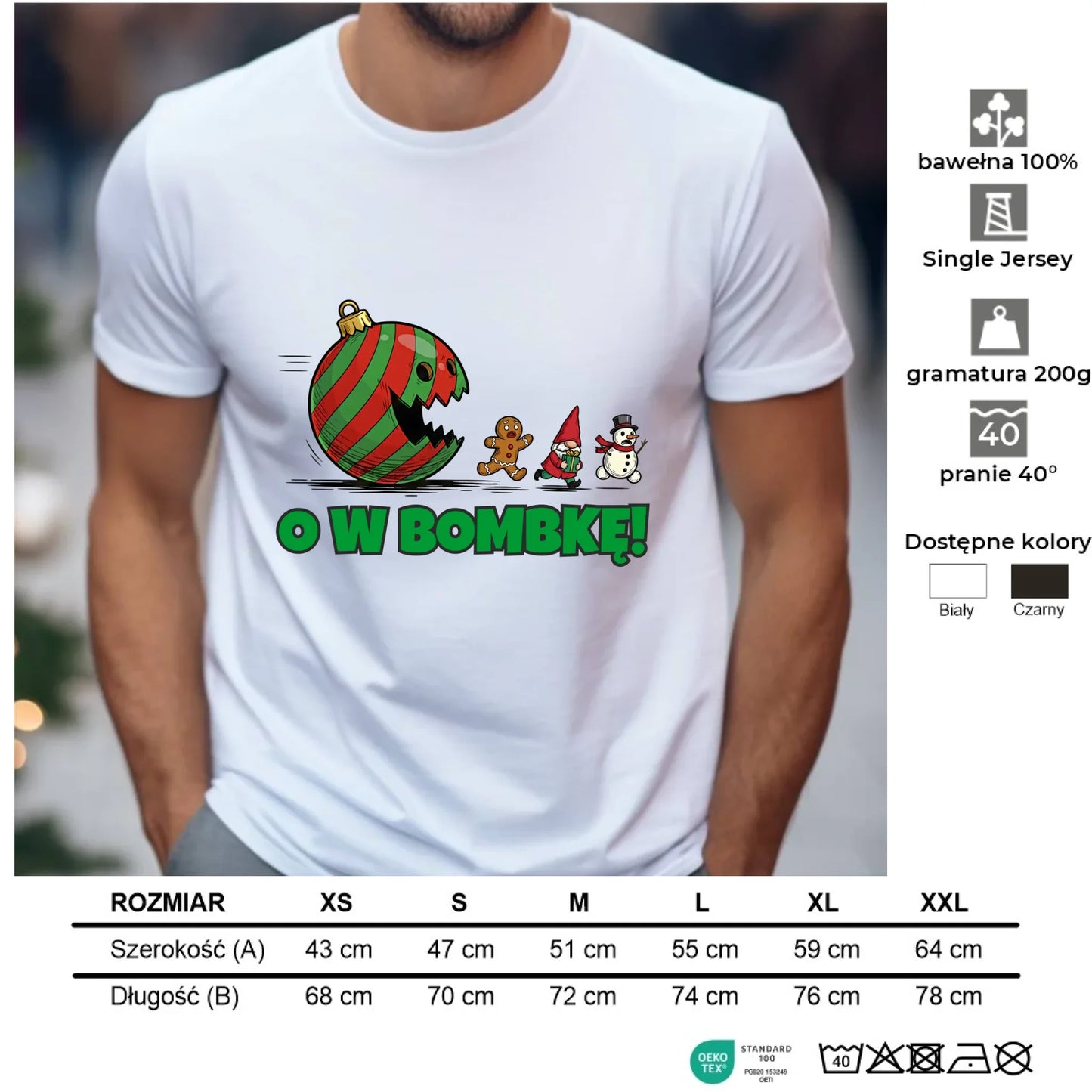 Koszulka męska świąteczna - O w bombkę BN142