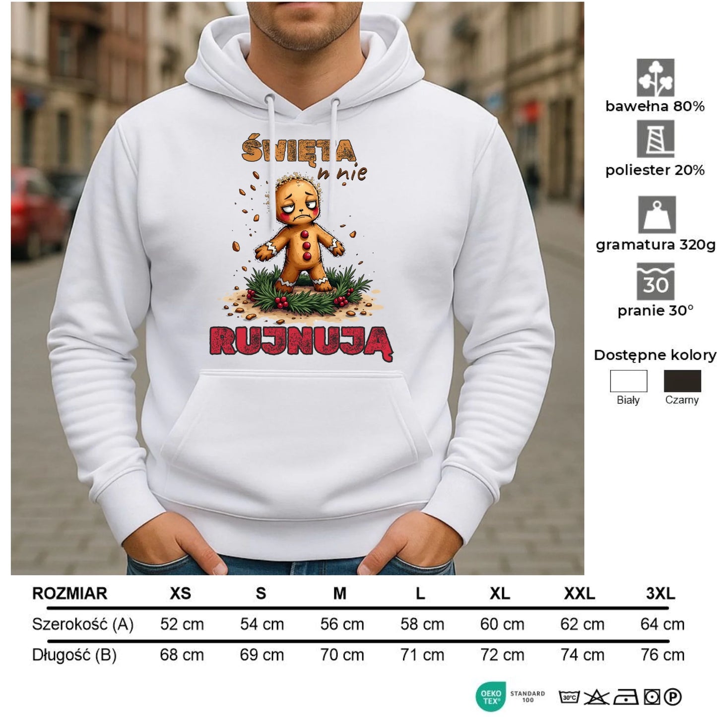 Bluza męska z kapturem świąteczna - Piernik Święta mnie rujnują BN143