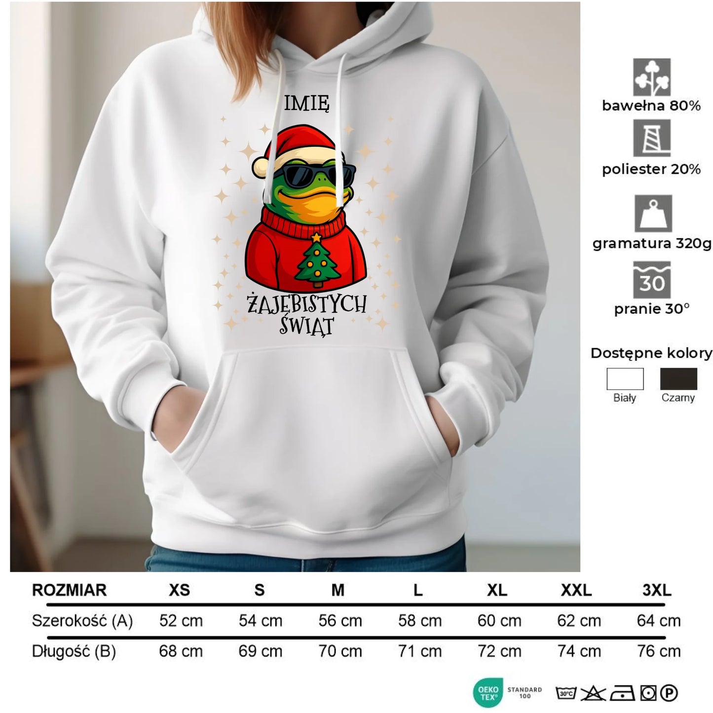 Bluza damska z kapturem świąteczna - Żajebistych Świąt - personalizowana BN144