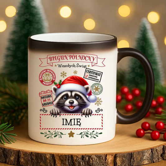 Kubek magiczny świąteczny - Szop Paczka od Mikołaja - personalizowany BN145