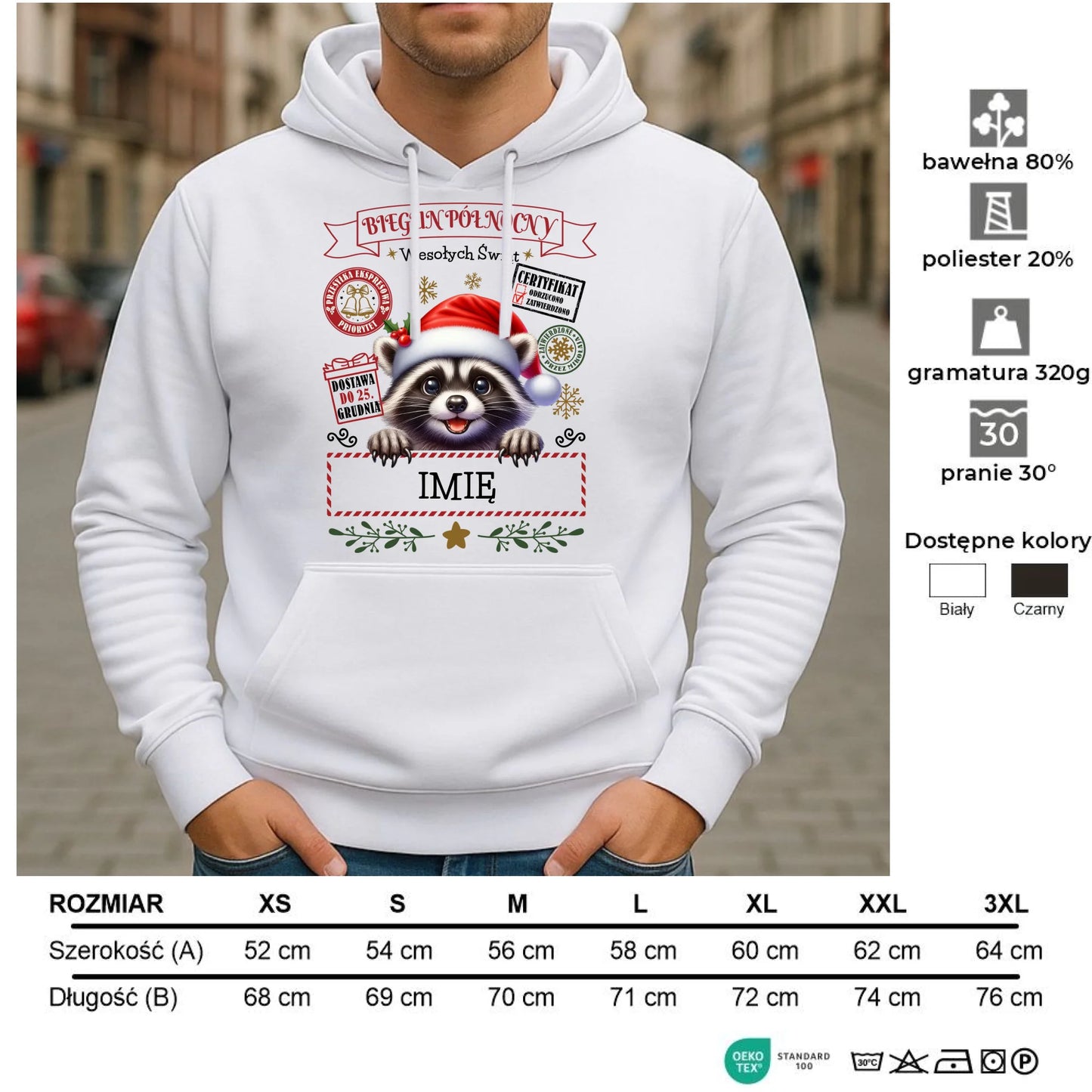 Bluza męska z kapturem świąteczna - Szop Paczka od Mikołaja - personalizowana BN145