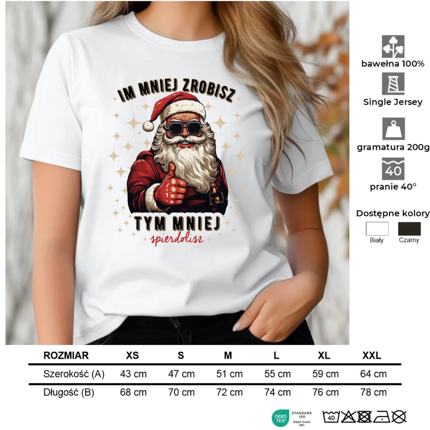 Koszulka damska świąteczna - Im mniej zrobisz tym mniej spie*****sz - bez cenzury BN146