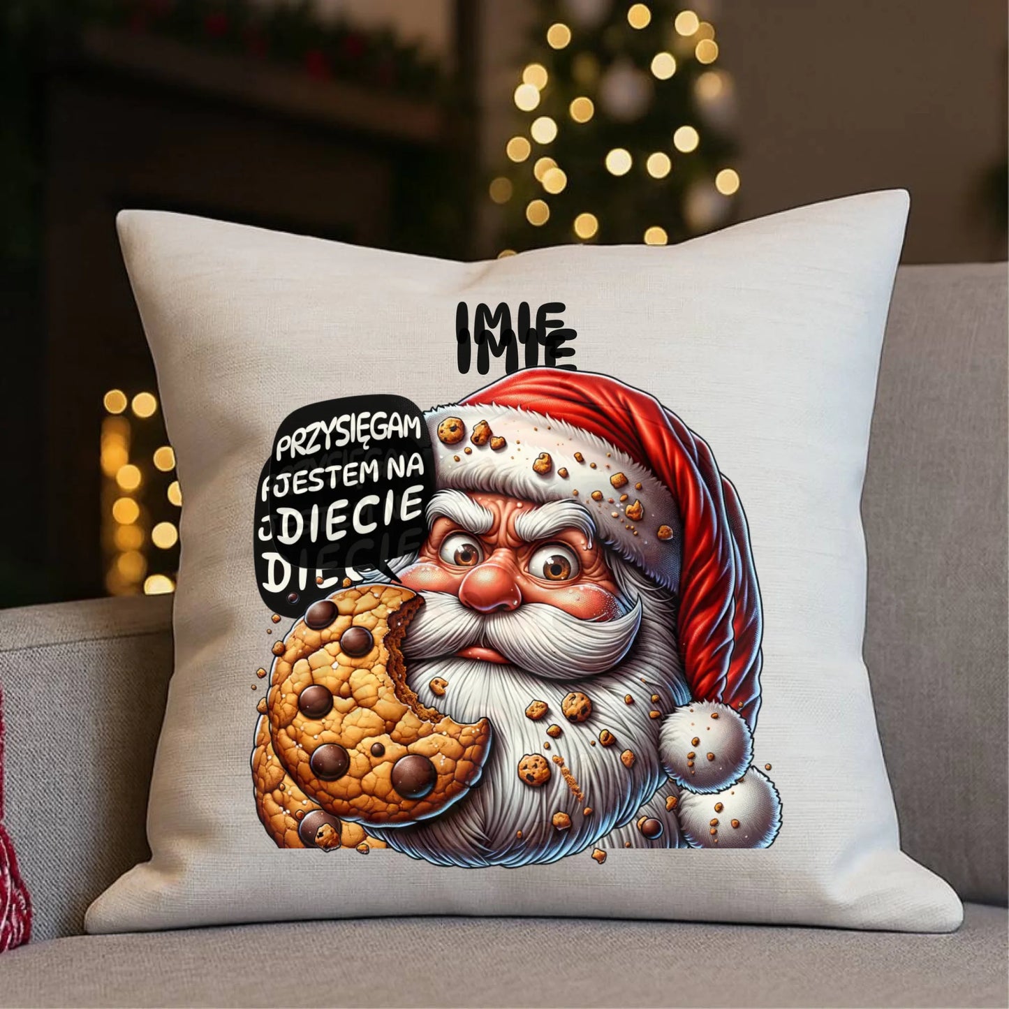 Poduszka świąteczna - Mikołaj Przysięgam jestem na diecie - personalizowana BN97