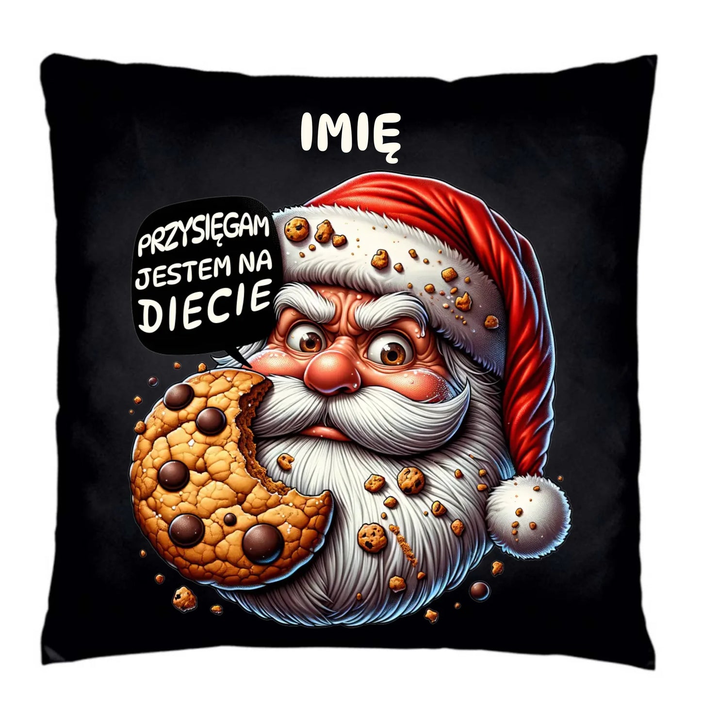 Poduszka dekoracyjna świąteczna - Mikołaj Przysięgam jestem na diecie - personalizowana BN97