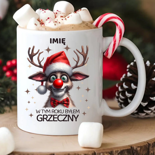 Kubek świąteczny - Renifer W tym roku byłem grzeczny - personalizowany BN96