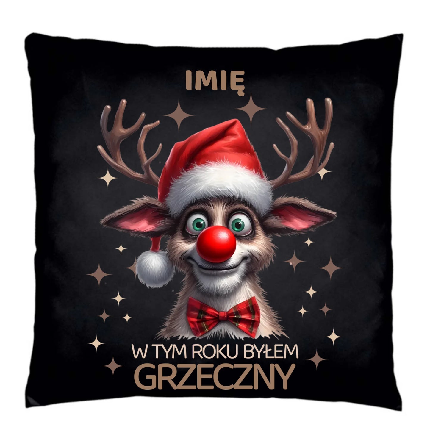 Poduszka dekoracyjna świąteczna - Renifer W tym roku byłem grzeczny - personalizowana BN96