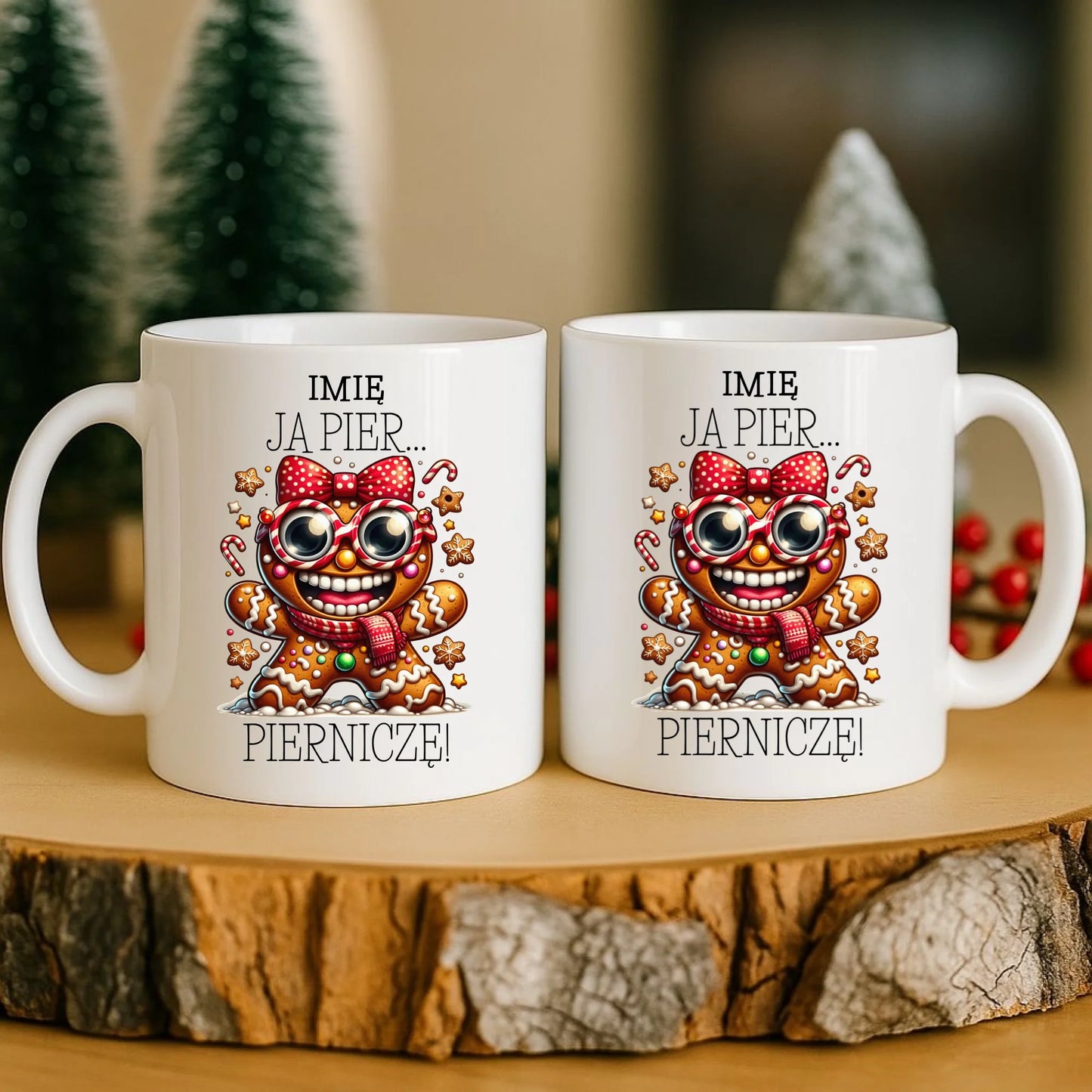 Kubek świąteczny - Babeczka Ja pierniczę - personalizowany BN95 - StoryCups.pl