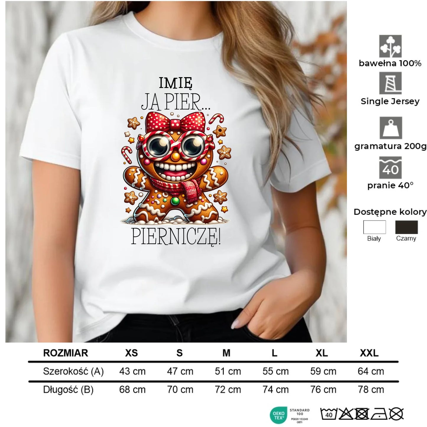 Koszulka damska świąteczna - Babeczka Ja pierniczę - personalizowana BN95 - StoryCups.pl