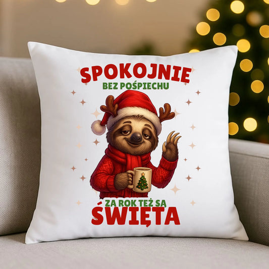 Poduszka świąteczna - Leniwiec Za rok też są święta BN92 - StoryCups.pl