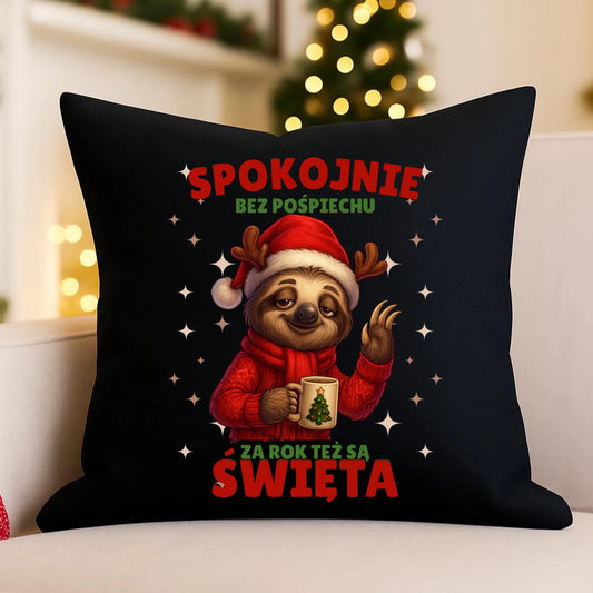 Poduszka dekoracyjna świąteczna - Leniwiec Za rok też są święta BN92 - StoryCups.pl
