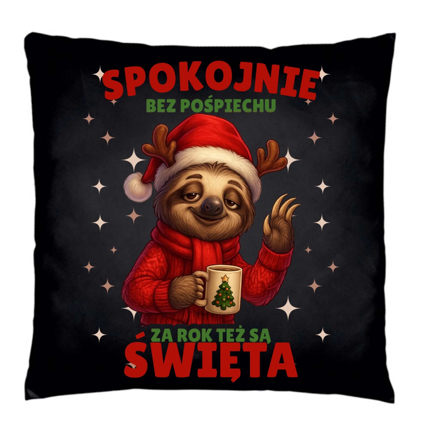 Poduszka dekoracyjna świąteczna - Leniwiec Za rok też są święta BN92 - StoryCups.pl