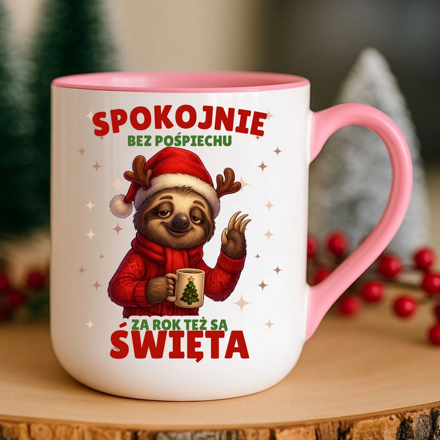 Kubek elegant świąteczny - Leniwiec Za rok też są święta BN92 - StoryCups.pl