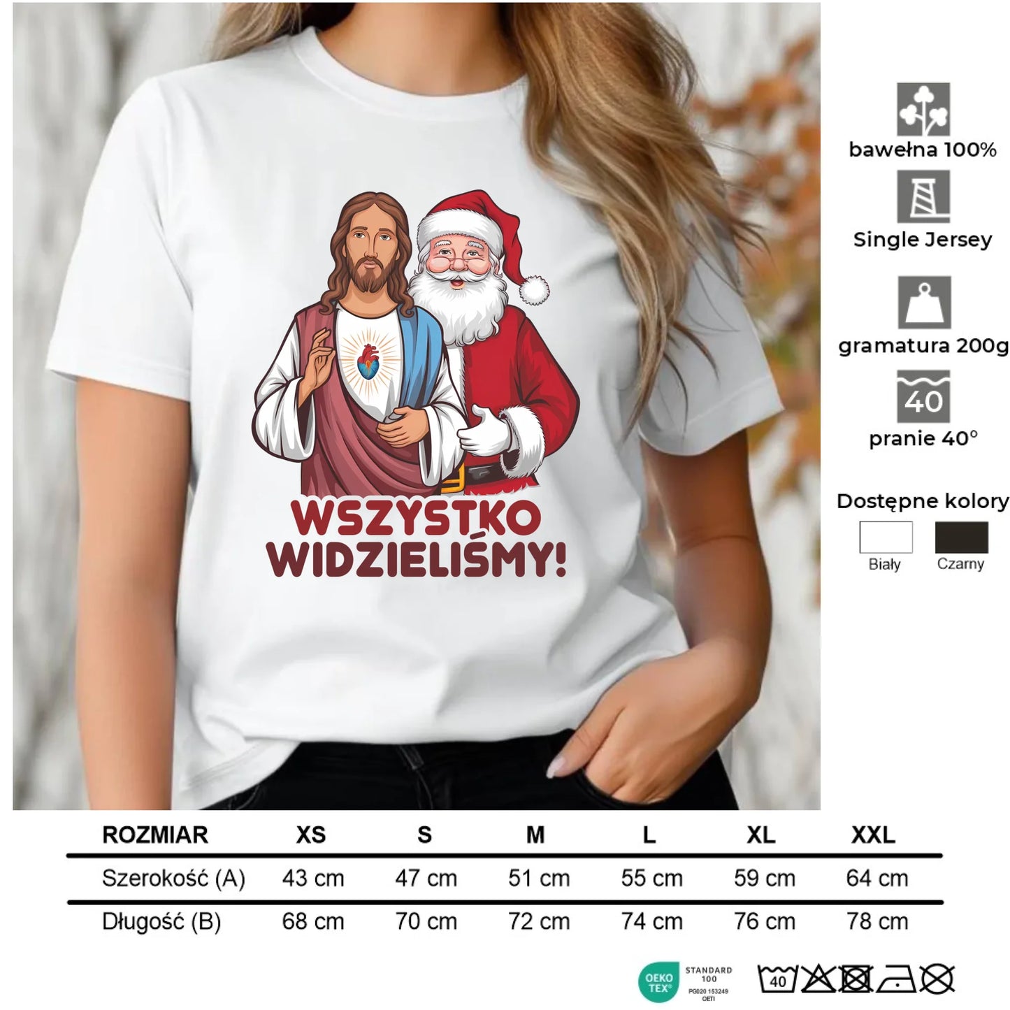 Koszulka damska świąteczna - Jezus i Mikołaj Wszystko widzieliśmy BN89 - StoryCups.pl