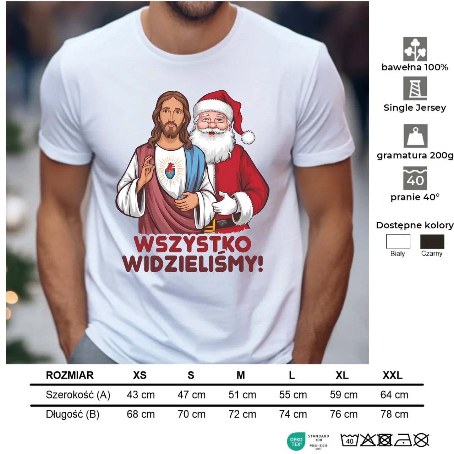 Koszulka męska świąteczna - Jezus i Mikołaj Wszystko widzieliśmy BN89 - StoryCups.pl