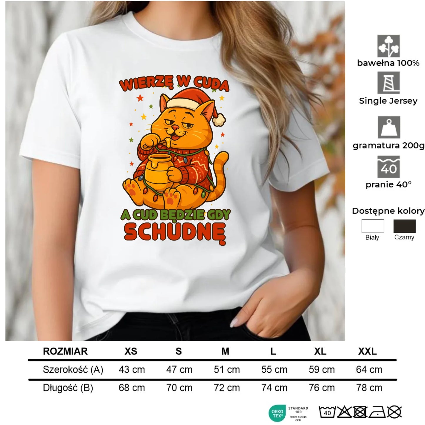 Koszulka damska świąteczna - Wierzę w cuda, a cud będzie gdy schudnę BN88 - StoryCups.pl