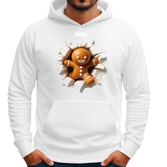 Pierniczek 3D | Personalizowana świąteczna bluza męska z kapturem BN81