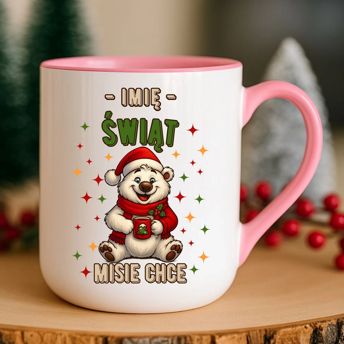 Kubek elegant świąteczny - Misiek Świąt misie chce - personalizowany BN86