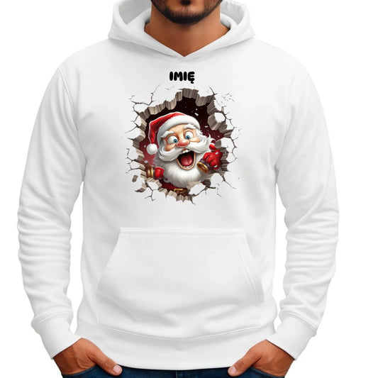 Bluza męska z kapturem świąteczna - Mikołaj 3D - personalizowana BN85