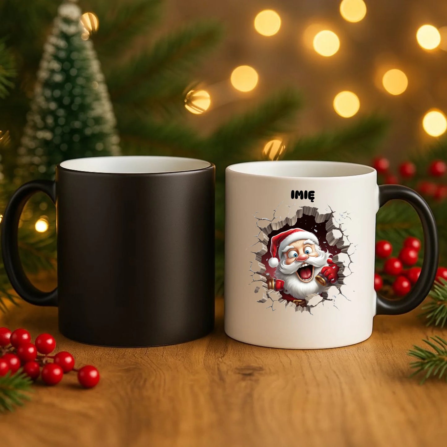 Kubek magiczny świąteczny - Mikołaj 3D - personalizowany BN85