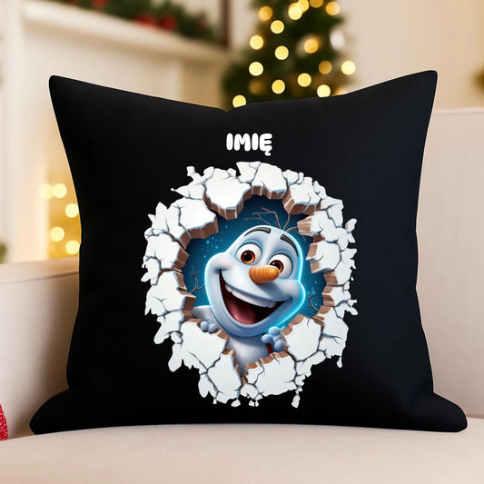 Poduszka dekoracyjna świąteczna - Bałwan 3D - personalizowana BN84