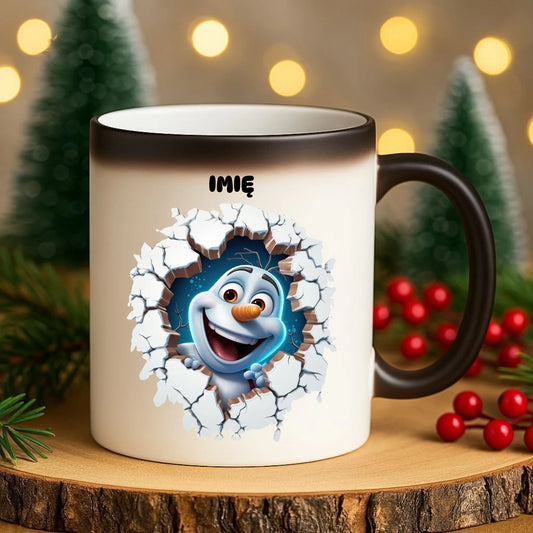 Kubek magiczny świąteczny - Bałwan 3D - personalizowany BN84 - StoryCups.pl