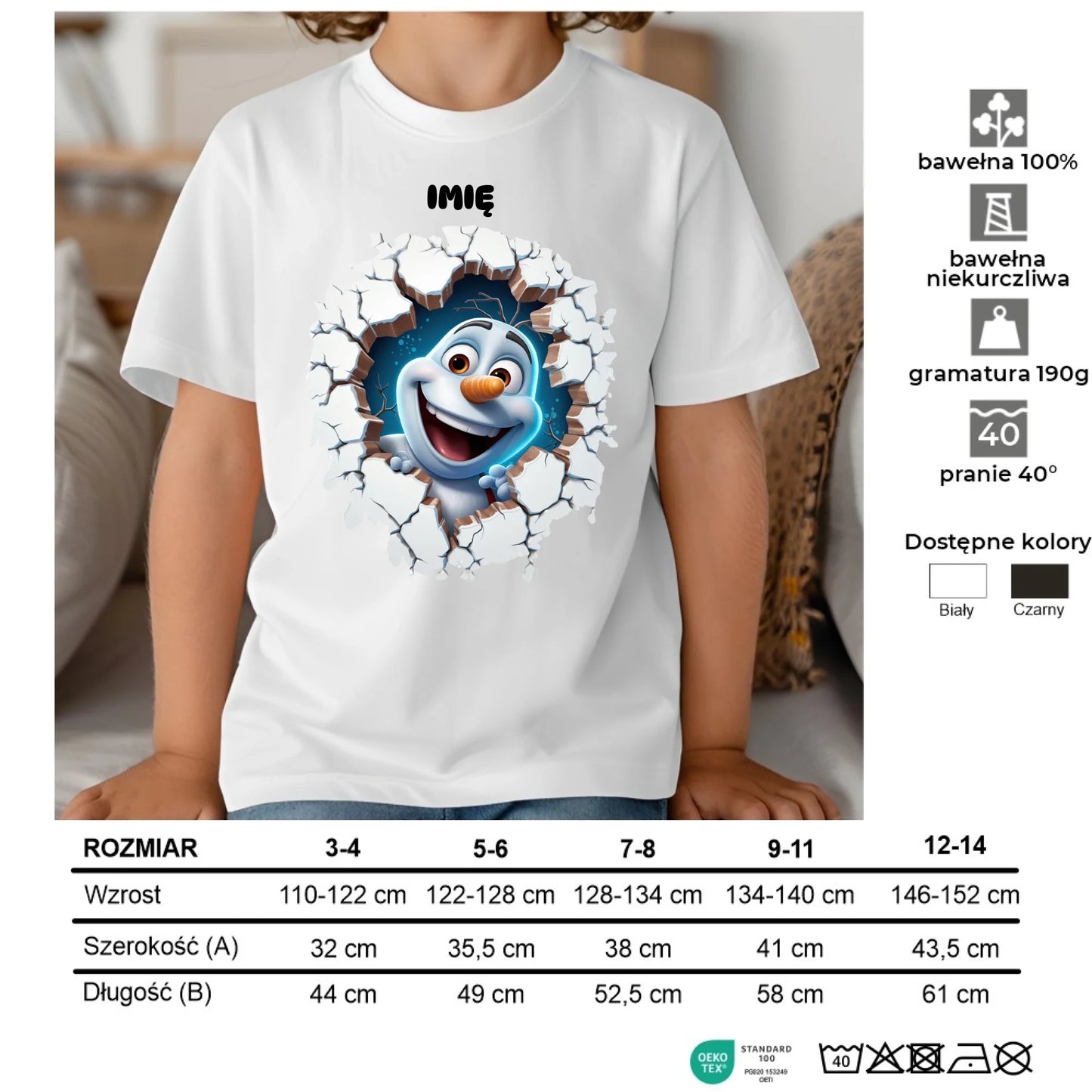 Koszulka dziecięca świąteczna - Bałwan 3D - personalizowana BN84 - StoryCups.pl