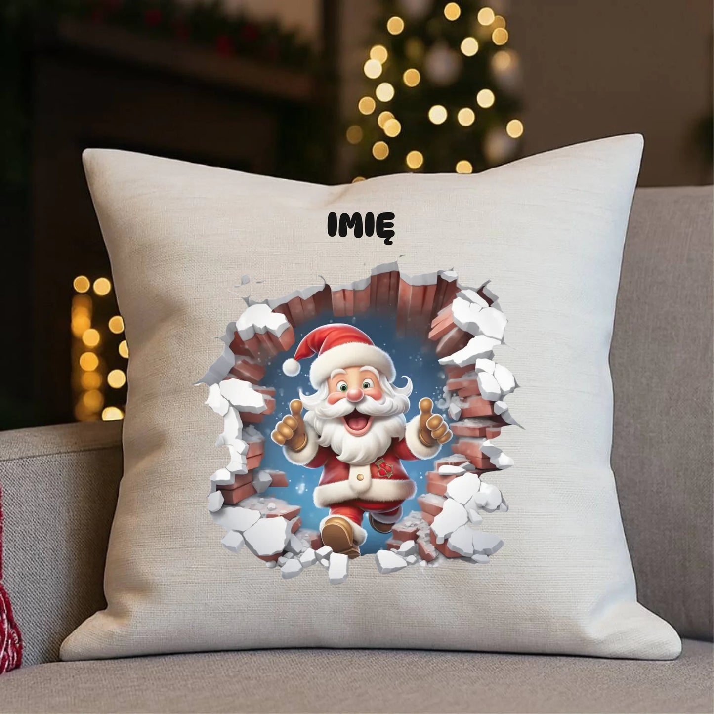 Poduszka świąteczna - Mikołaj 3D - personalizowana BN83 - StoryCups.pl
