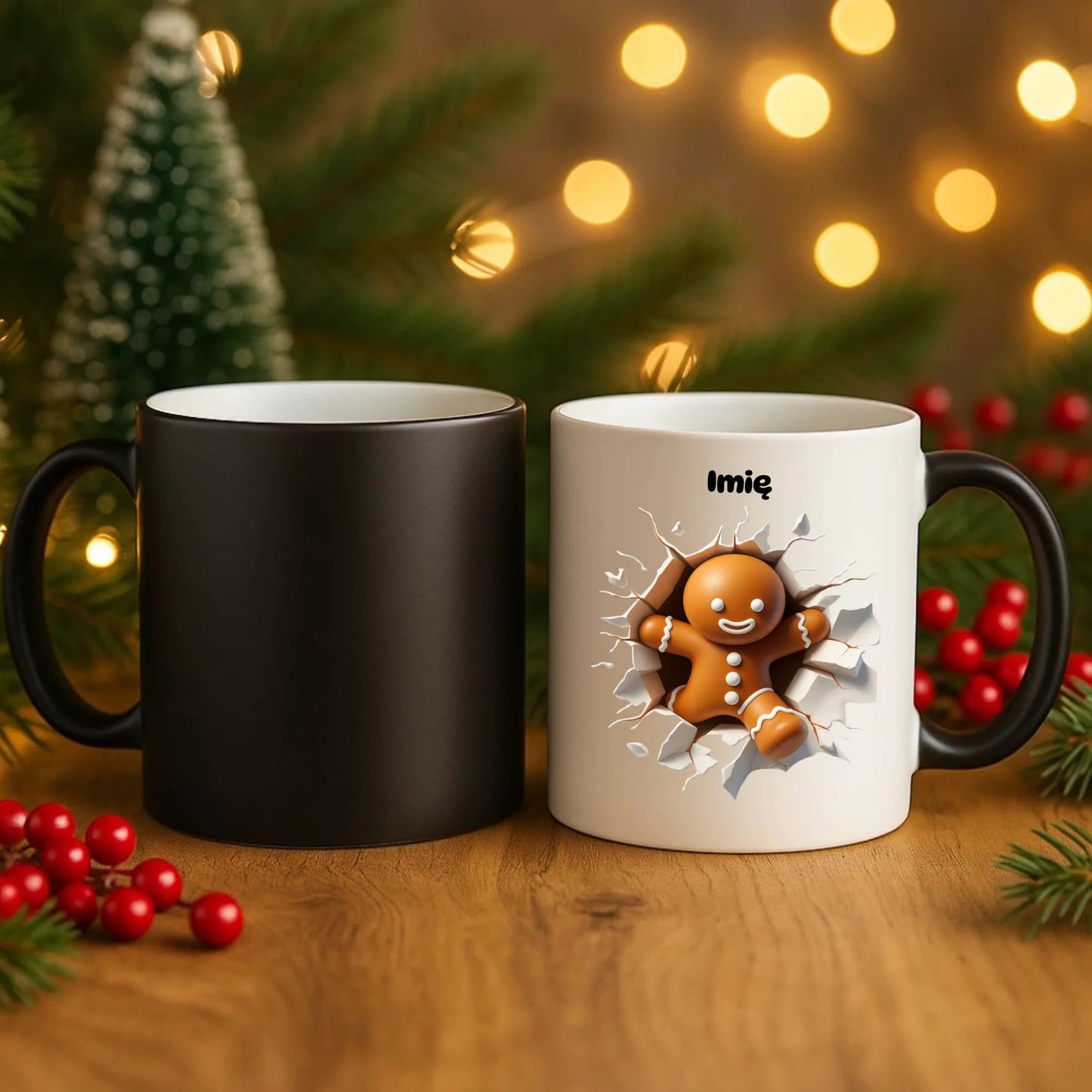 Kubek magiczny świąteczny - Pierniczek 3D - personalizowany BN81 - StoryCups.pl