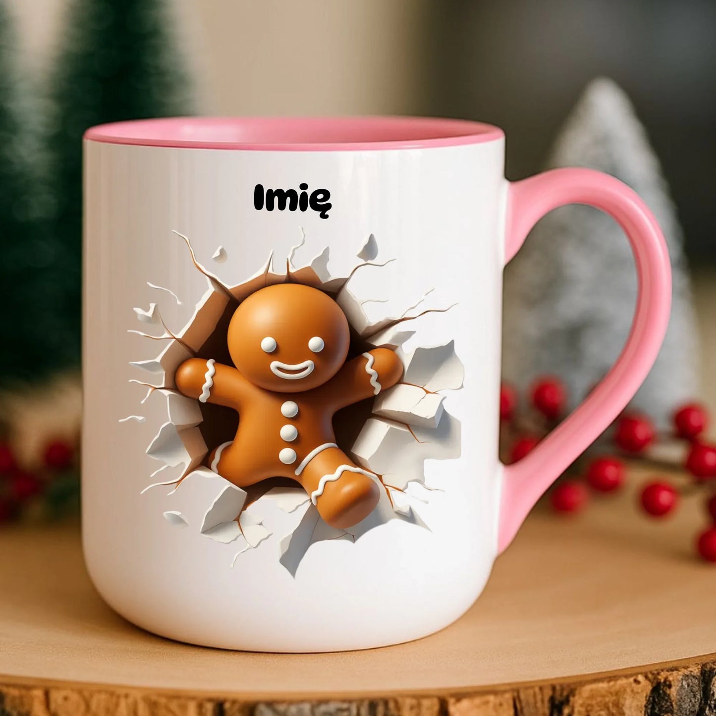 Kubek elegant świąteczny - Pierniczek 3D - personalizowany BN81 - StoryCups.pl