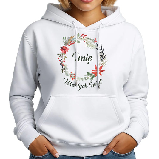 Bluza damska z kapturem świąteczna - Wesołych Świąt - personalizowana BN19