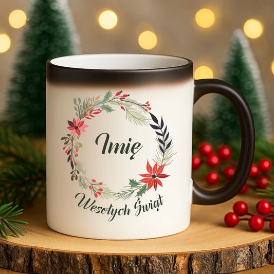 Kubek magiczny świąteczny - Wesołych Świąt - personalizowany BN19