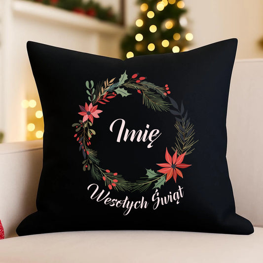 Poduszka dekoracyjna świąteczna - Wesołych Świąt - personalizowana BN19