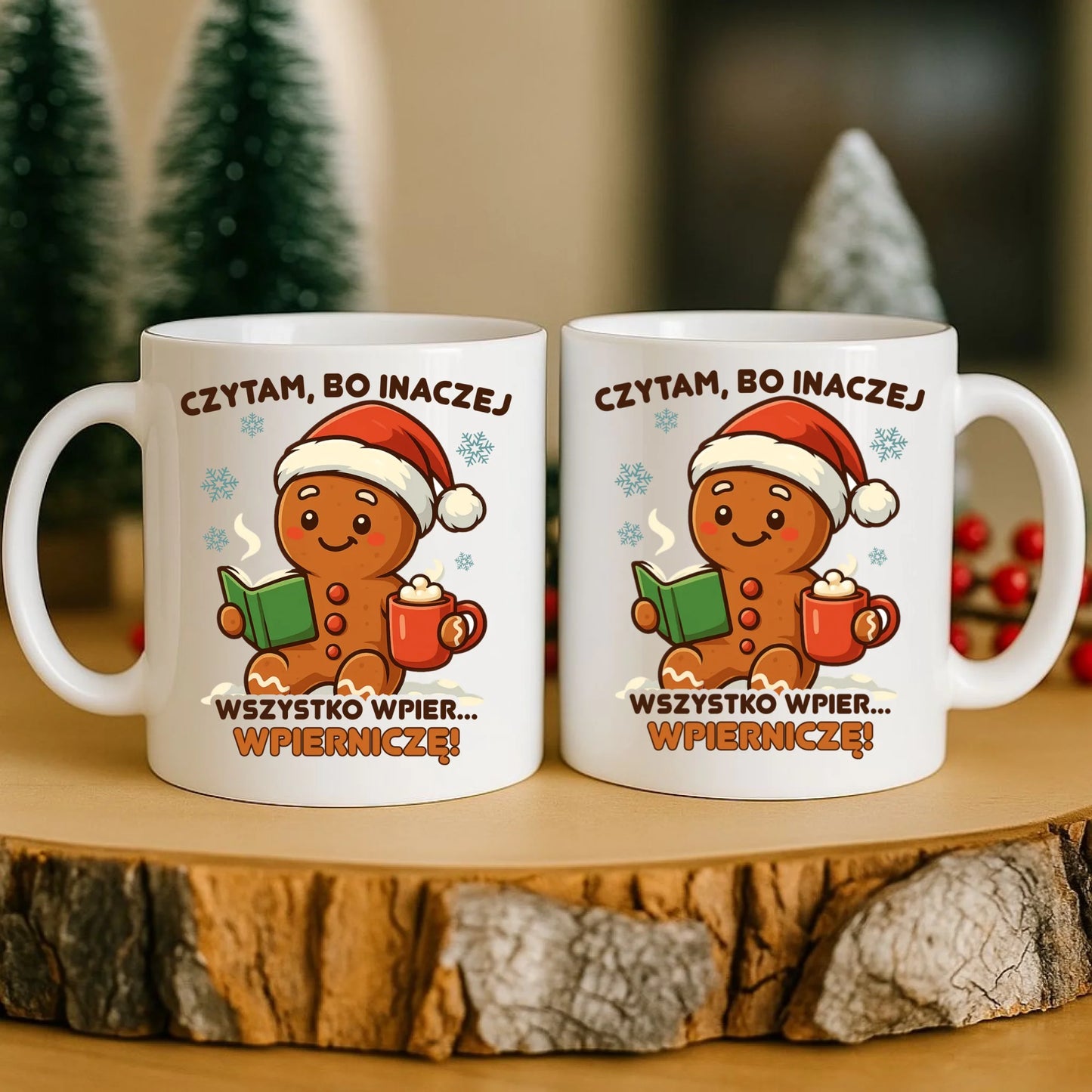 Kubek świąteczny - Czytam, bo inaczej wszystko wpier... wpierniczę BN79 - StoryCups.pl