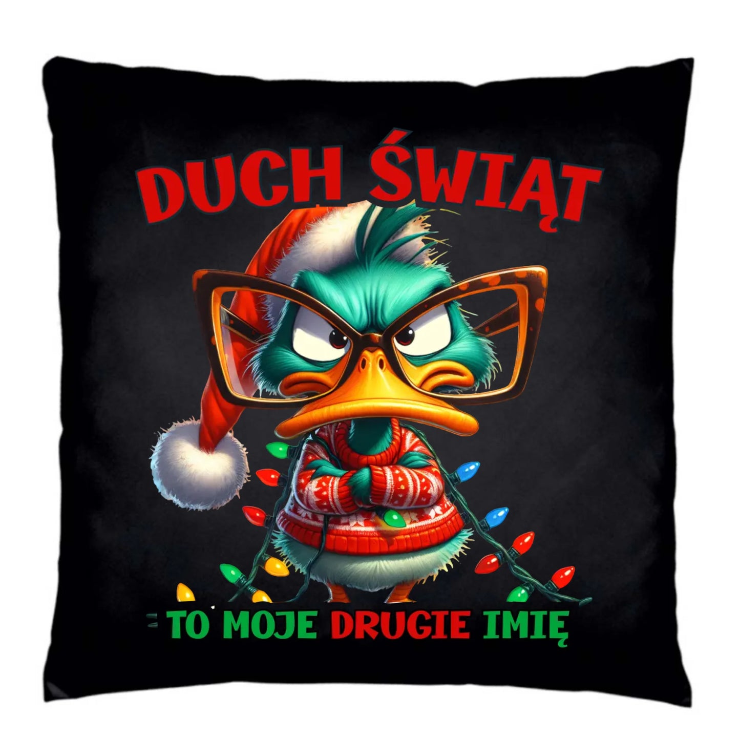 Poduszka dekoracyjna świąteczna - Duch Świąt to moje drugie imię BN76 - StoryCups.pl