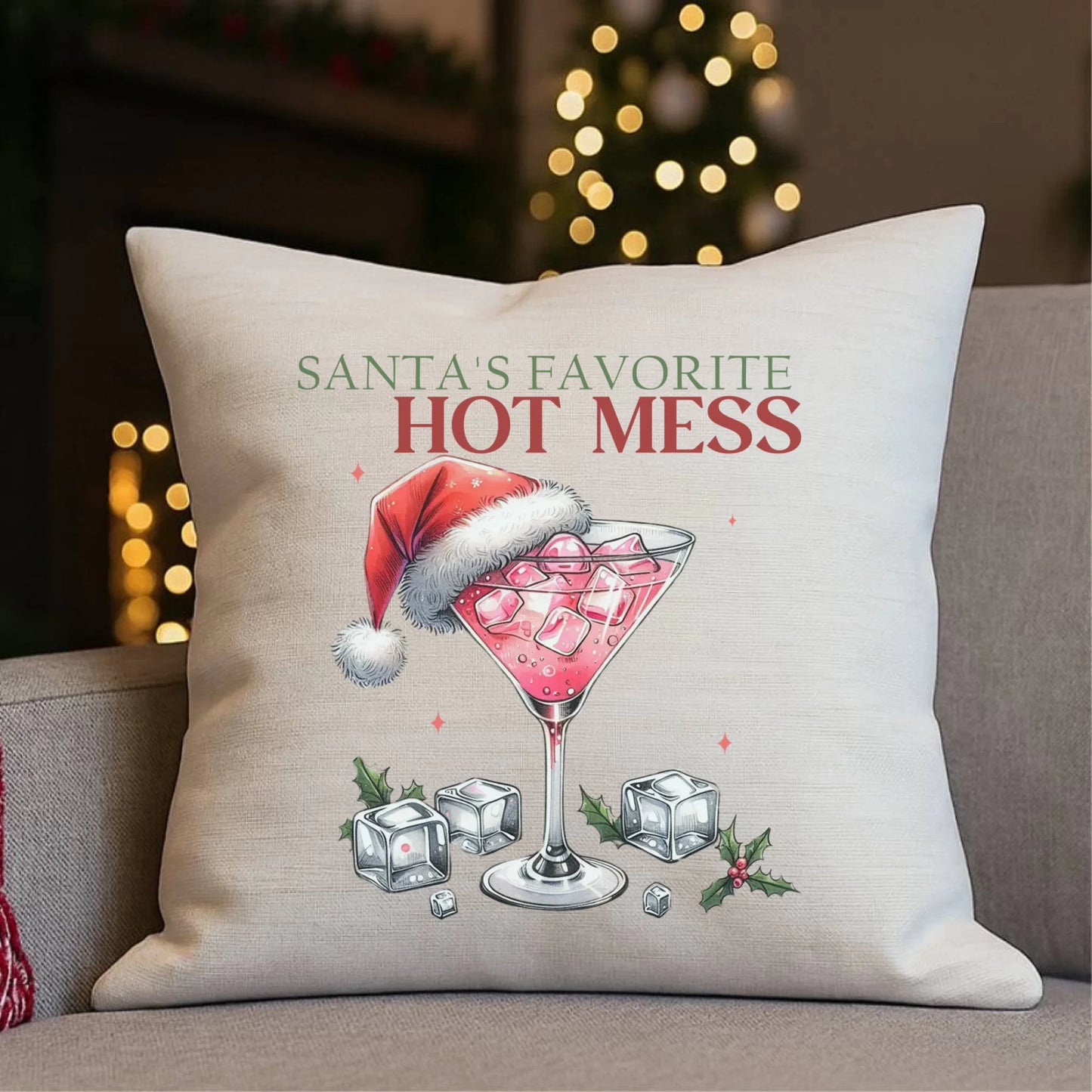 Poduszka świąteczna - Santa's favorite hot mess BN75 - StoryCups.pl