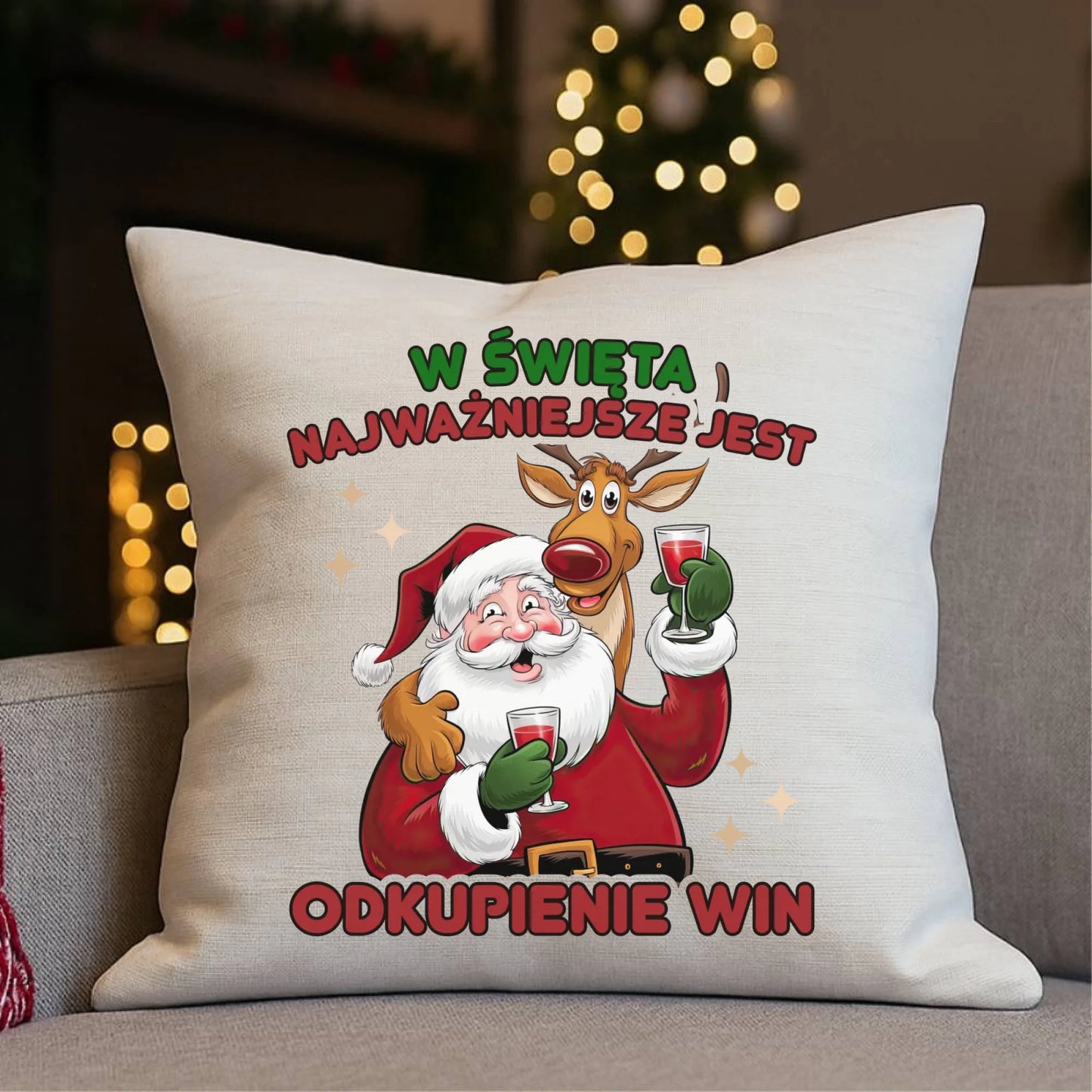 Poduszka świąteczna - W święta najważniejsze jest odkupienie win BN73 - StoryCups.pl